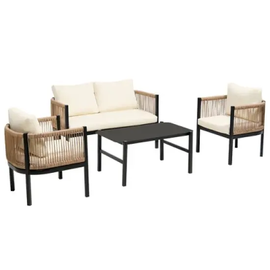 Whisen Multi-person Outdoor Sofa Combination with A Table, Suitable for Garden, Backyard and Balconies image {3}