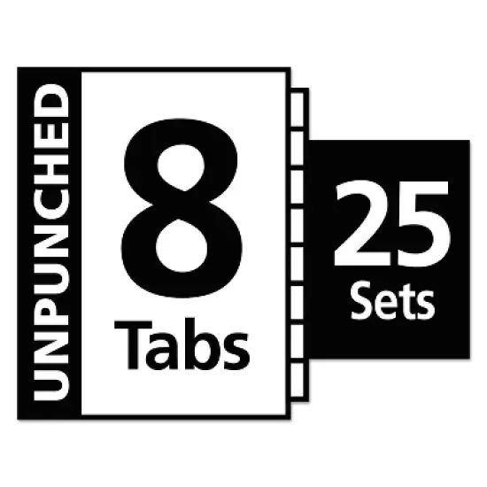 Avery Print & Apply Clear Label Unpunched Dividers 8-Tab Ltr 25 Sets 11444 image {2}