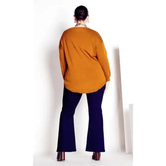 Women's Plus Size Tully Curved Hem Sweater - saffron | AVENUE image {3}