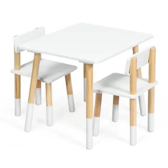 Costway Kids Wooden Table & 2 Chairs Set Children Activity Table Set image {9}