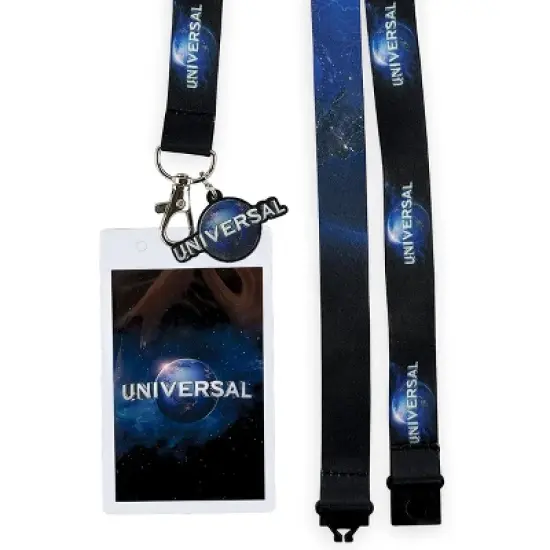 Universal Film Production Company Lanyard Breakaway ID Badge Holder Keychain Black image {1}