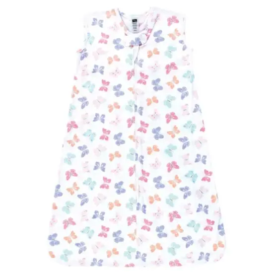 Hudson Baby Infant Girl Cotton Sleeveless Wearable Sleeping Bag, Sack, Blanket, Pastel Butterfly image {2}