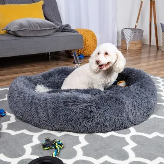 Best Choice Products 36in Dog Bed Self-Warming Plush Shag Fur Donut Calming Pet Bed Cuddler image {2}