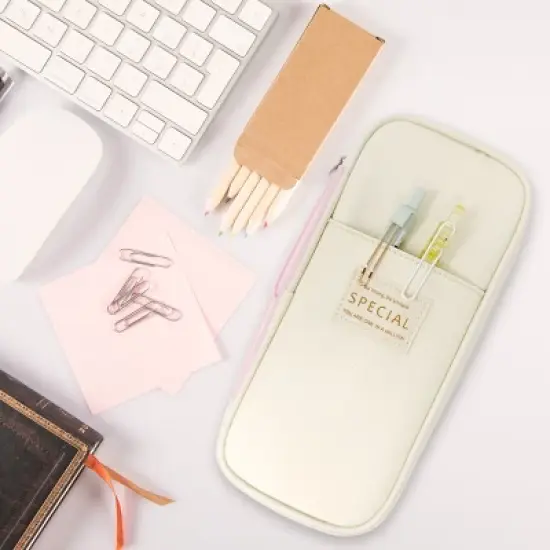 Wrapables Large Capacity Pencil Case, Expandable Pencil Pouch for Stationery Tools, Pink image {4}