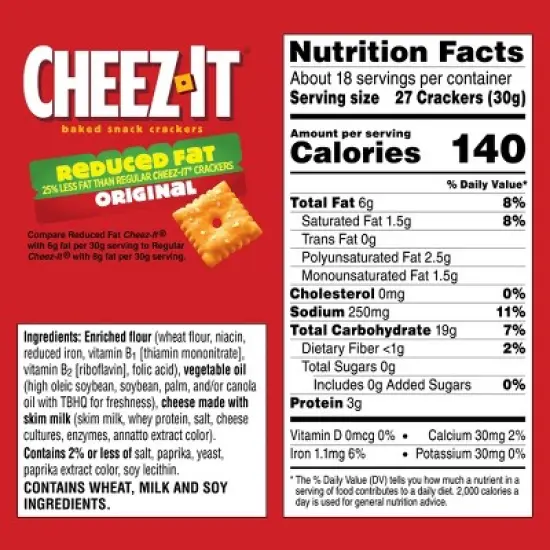 Cheez-It Reduced Fat Original Baked Snack Crackers - 19oz image {8}