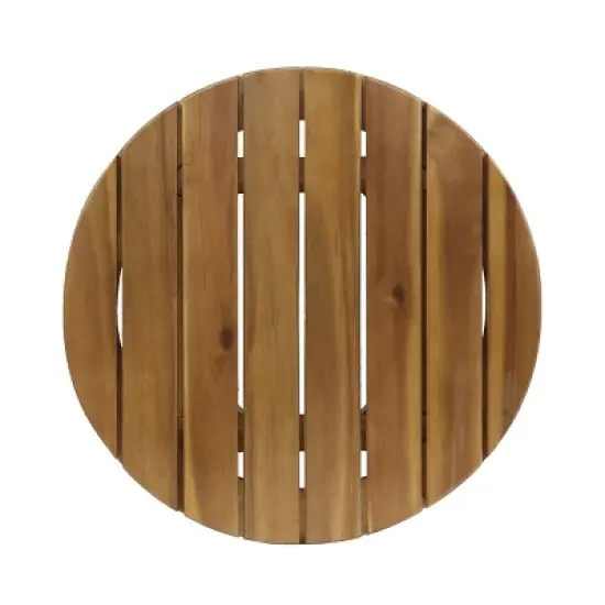 GDFStudio Parker Outdoor Acacia Wood Slat Top Circular Side Table, Teak image {3}
