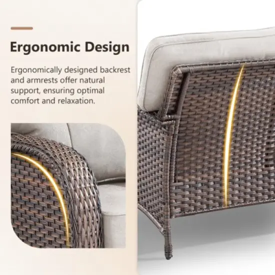 Belord Furniture Patio Set with 43" Propane Fire Pit Table, Patio Furniture Set with Sofa, 2 Swivel Patio Chairs, Accent End Table, and Fire Pit Table image {5}