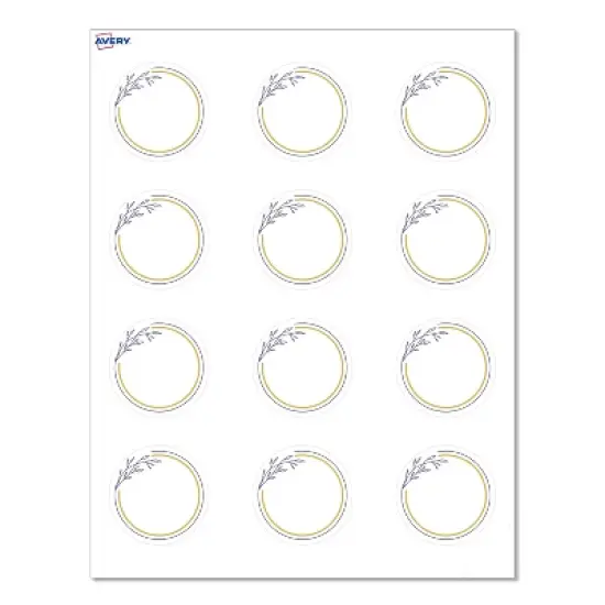 Avery&reg; Cards, 2" Diameter, Gold & Navy Border w/ Florals, 120ct image {9}