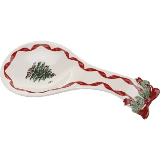 Spode Christmas Tree Ribbons Spoon Rest, 9.25" Festive Holiday Cooking Utensil Holder, Fine Earthenware - Dishwasher Safe, Christmas Kitchen D&eacute;cor image {6}