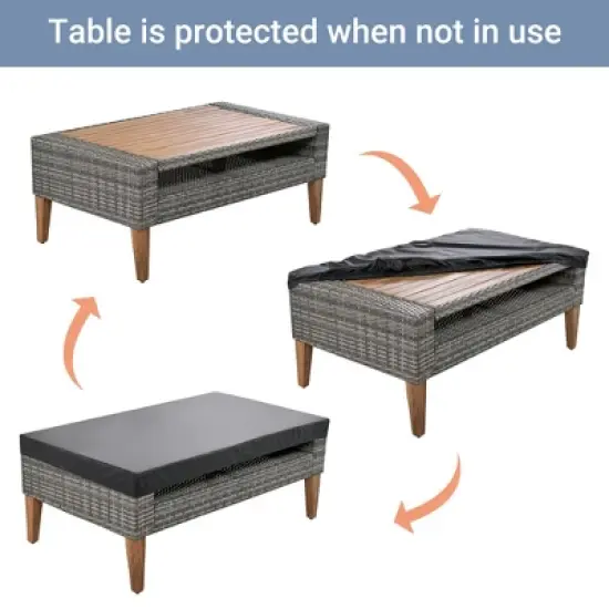 ELJGET 6 Pieces Wicker Patio Furniture Sets Outdoor Conversation Set, All Weather PE Rattan Sectional Sofa Couch with Storage Table and Cushions image {6}