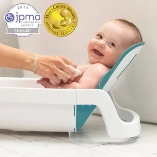 The First Years Sure Comfort 4-in-1 Reclining Newborn to Toddler Baby Bathtub - White image {4}