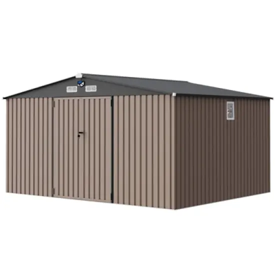 10x12FT Metal Outdoor Storage Shed with Window, Lockable Tool Storage Sheds, Oversized Steel Garden Sheds with Sloped Roof for Backyard, Patio, image {3}