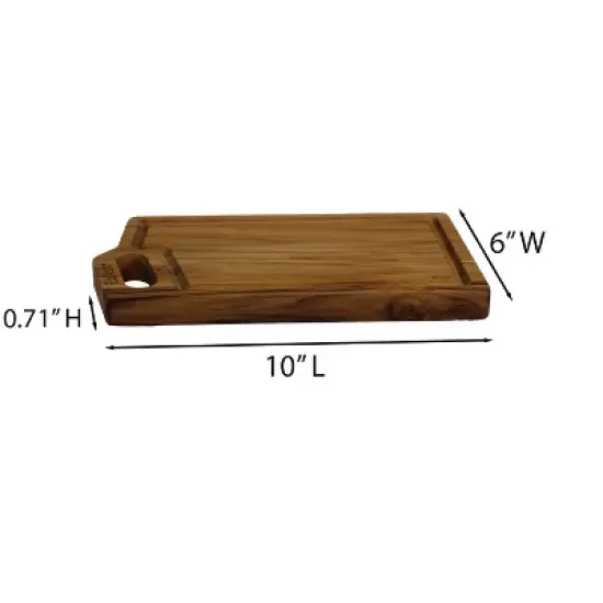 EcoDecors 10x6 Teak Edge Grain Cutting Board with Juice Groove & Handle image {5}