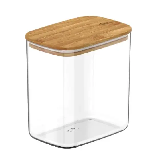 OU Airtight Food Storage Container 6.3cup, Clear Plastic Food Storage Container with Leak Proof Bamboo Lid, Stackable Kitchen Pantry Organizer image {5}