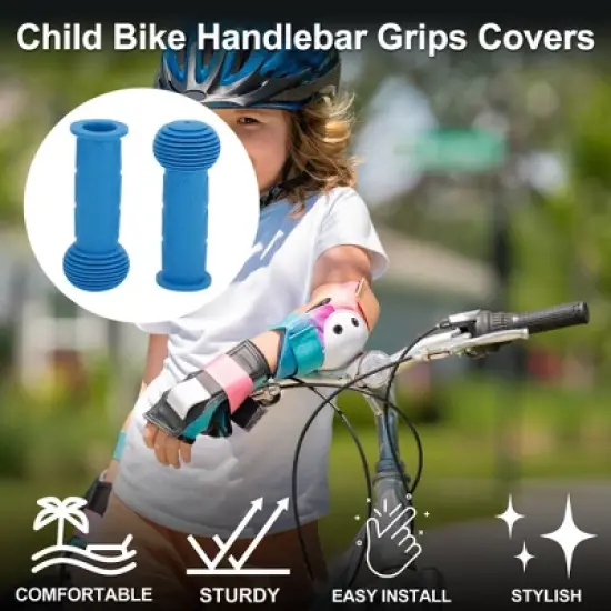 Unique Bargains Child Bike Handlebar Grips Covers 4.33" Blue 1 Pair image {1}