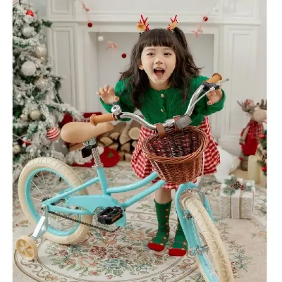 Itopfox Girls Bike with Basket, Kids Bicycle for 3-13 Years, Includes Coaster & Caliper Brakes, Training Wheels & Kickstand, Soft Grips & Bell image {5}