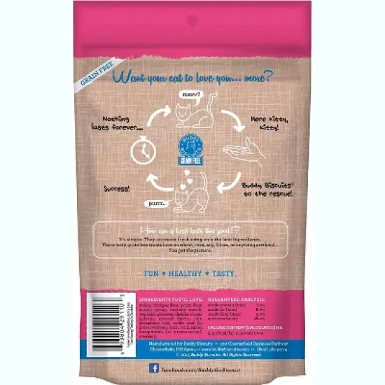 Buddy Biscuits Grain-Free with Savory Turkey & Cheddar Cat Treats, 3-oz bag image {1}