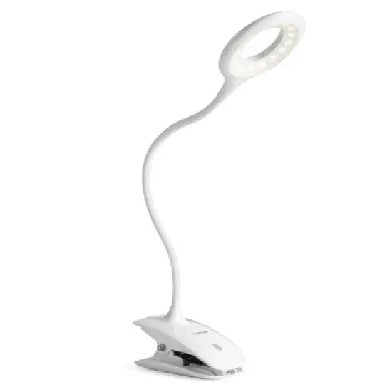 Insten LED Desk Lamp, Bright Table Lamp, Clip-On, Rechargeable, Flex Neck, Touch Control, 3 Brightness Levels, 240 Lumens, White image {6}