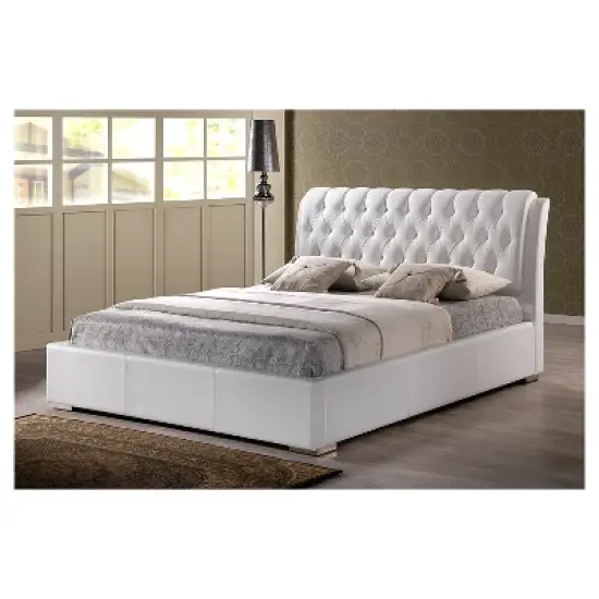 Bianca Modern Bed with Tufted Headboard - Baxton Studio image {1}