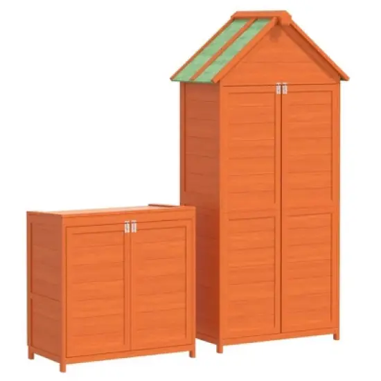 vidaXL Garden Tool Shed Set Brown Solid Pine Wood, Plywood - Brown image {5}