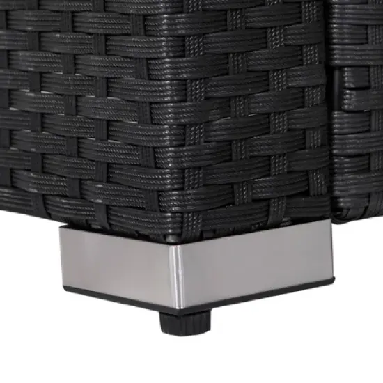 Outsunny 4-Piece Rattan Wicker Furniture Set, Outdoor Cushioned Conversation Furniture with 2 Chairs, Loveseat, and Glass Coffee Table image {3}