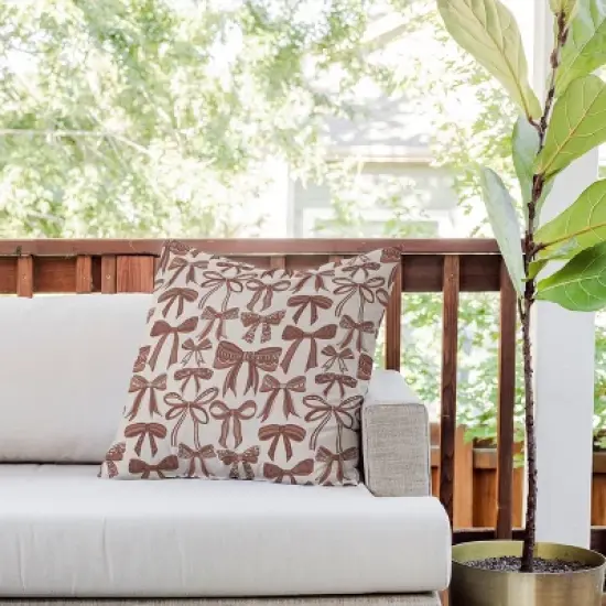 20"x20" Deny Designs Valentina Ramos Bows Mocha Mousse Square Outdoor Throw Pillow Beige image {2}