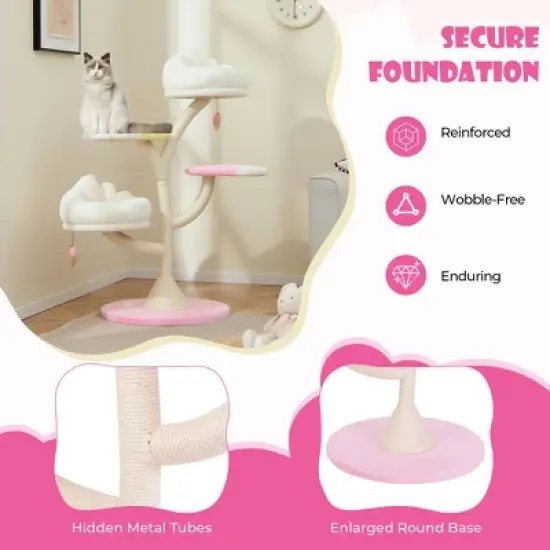Tangkula Multi-Layer Cat Tree Cute Cat Tower w/ 2 Cat Perches & 2 Platforms image {6}