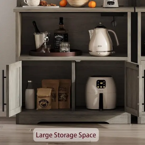 Acekool Bakers Rack with Storage Cabinet, Power Outlets, Thick Tabletop, Kitchen Pantry Hutch, 62.99" image {5}