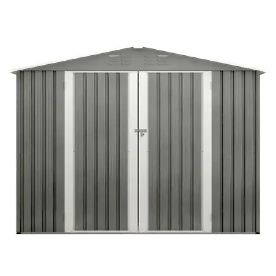 8 x 6 FT Outdoor Waterproof Garden Tool Storage Sheds with Metal Foundation with Floor Frame,with Lockable Doors & Air Vents, for Backyard, Lawn, Gray image {11}