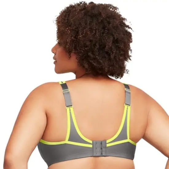 Glamorise Womens No-Bounce Camisole Sports Wirefree Bra 1066 Gray/Yellow image {1}