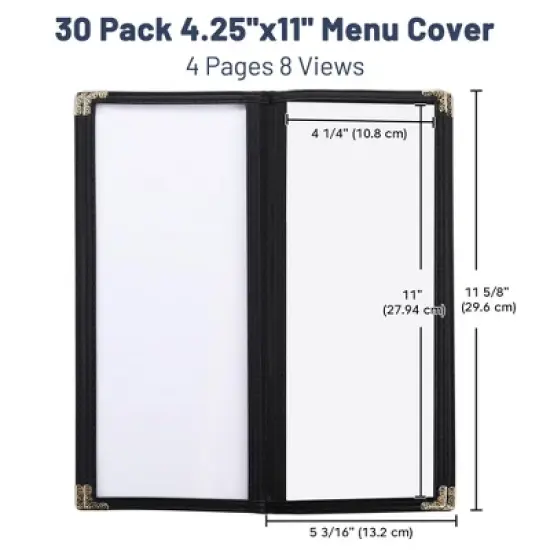 WeChef 30 Pcs Restaurant Menu Covers Holders for 4.25 x 11" Paper 4 Page 8 View image {6}