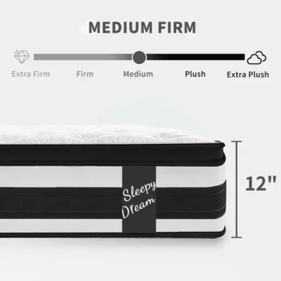 GDFStudio Cecil 12" Breathable Memory Foam Knitted Cover Individual Pocket  Hybrid Mattress with Euro Top image {4}