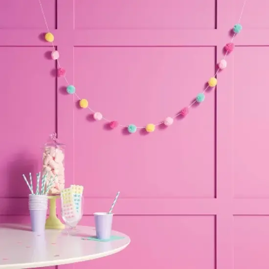 60" Pom Pom Bright Garland - Spritz&trade; image {1}