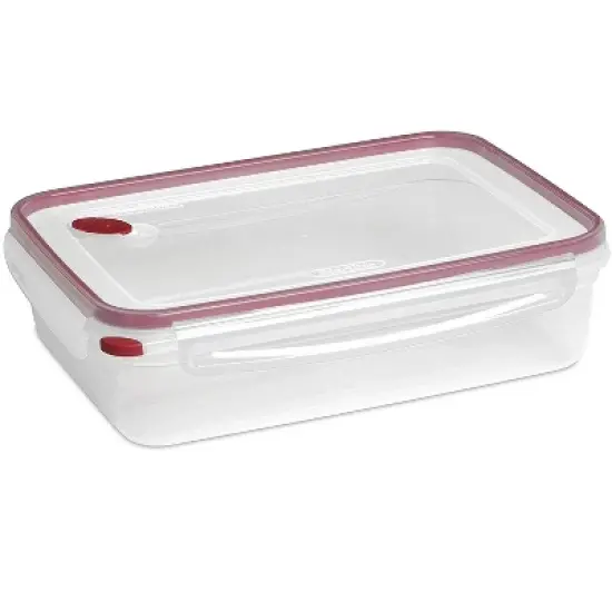 Sterilite Ultra Seal Plastic 16 Cup Rectangular Food Storage Containers with Easy Identifying Color Coding and Vented Latching Lids, Red (4 Pack) image {2}