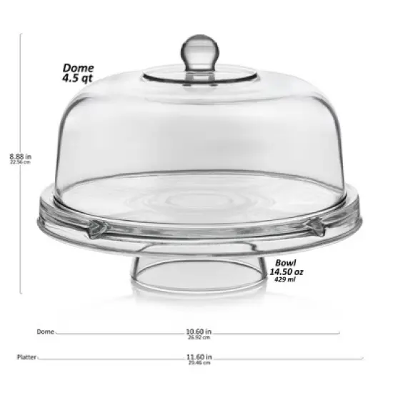 Libbey Selene 6 in 1 Multiuse Glass Server, Punch Bowl, Chip and Dip Bowl, Cake Stand image {3}