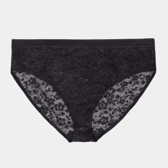 Curvy Couture Women's Plus Size No-Show Lace High Cut Brief Panty image {3}