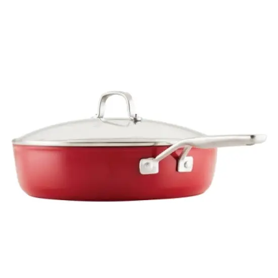 KitchenAid 5qt Hard Anodized Ceramic Nonstick Saute Pan with Lid Empire Red: Hand Wash, Gas & Electric Compatible image {6}