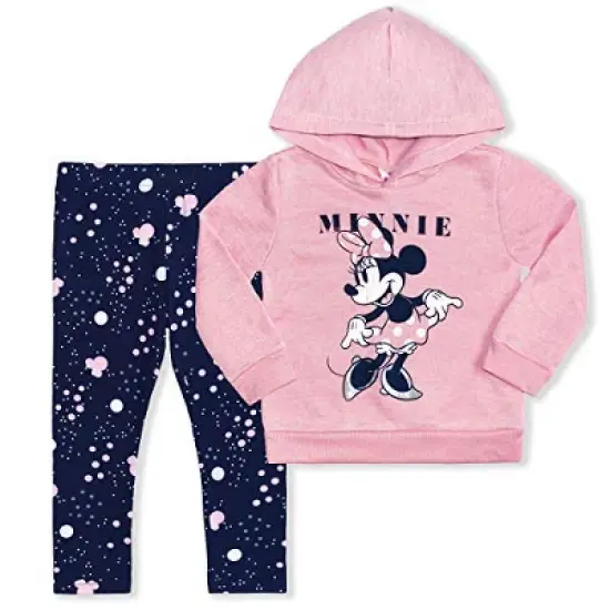 Disney Girl's 2-Pack Minnie Mouse Hooded Graphic Sweatshirt and Patterned Legging Pant Set for Toddler image {4}