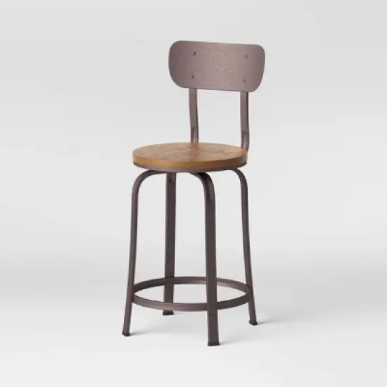 Dakota Swivel Wood Seat Barstool with Adjustable Legs Metal - Threshold&trade; image {5}