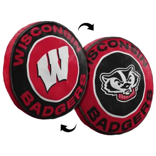 15" NCAA Wisconsin Badgers Cloud Pillow: Team Logo Round Plush image {2}