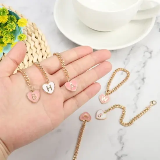 Unique Bargains Letter Heart Shape Identification Accessories Pink & White 2 Pcs image {4}