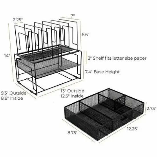 Blu Monaco Desk Organizer with File Sorters & Drawer image {6}