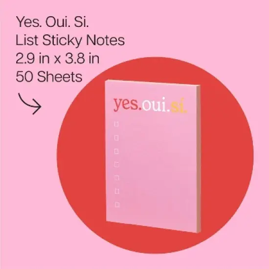 Post-it Yes, Oui, Si Sticky Notes 50 Sheets image {1}