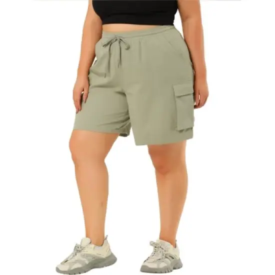 Agnes Orinda Women's Plus Size Drawstring Elastic High Waist Casual Cargo Shorts with Pockets image {8}