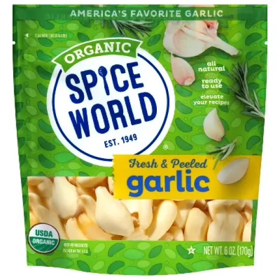 Spice World Organic Peeled Garlic - 6oz image {3}