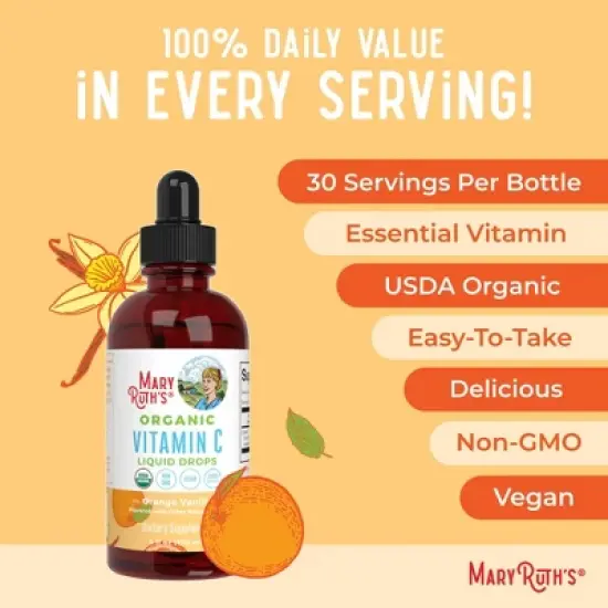 MaryRuth's Adult Vitamin C Drops, Orange Vanilla, Org, 4 oz image {6}