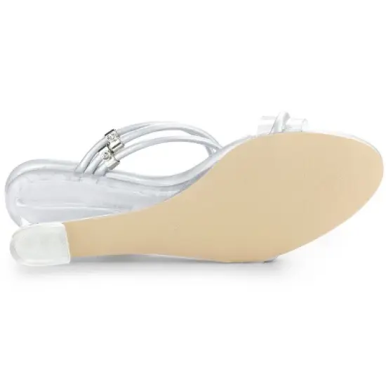 Allegra K Women's Low Wedges Clear Heel Sandals image {5}