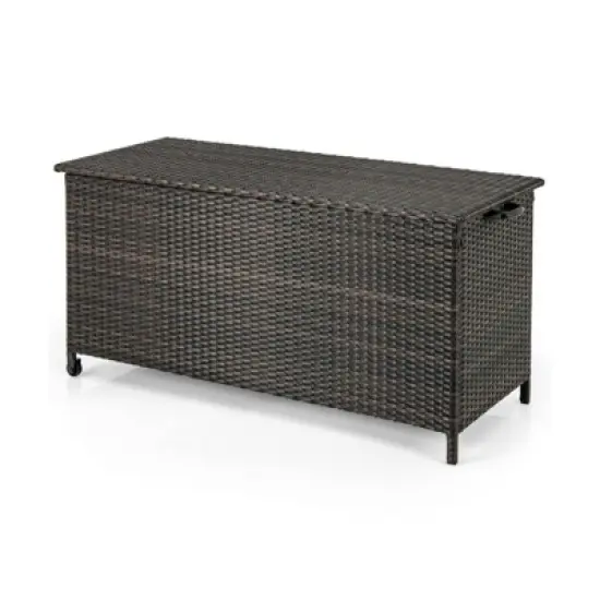 WELLFOR 85gal Outdoor Storage Container with Waterproof Liner and Universal Wheels Brown image {9}