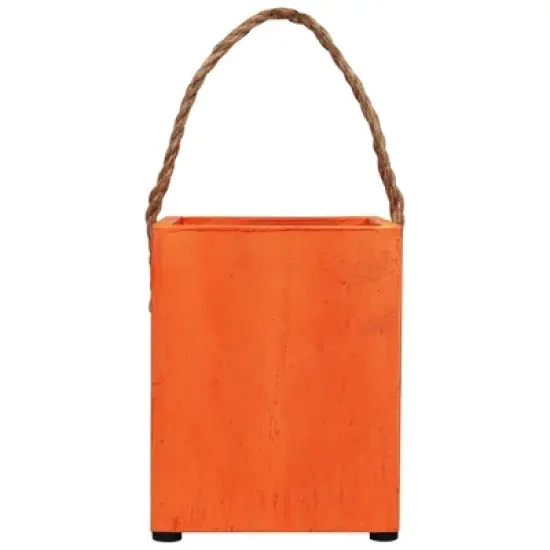 Northlight Small Orange Wood Jack O Lantern Halloween Candle Lantern - 6.25" image {9}