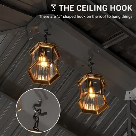 10x12FT Hardtop Gazebo, Heavy Duty Aluminum Frame Outdoor Gazebo w/Double Roof, Permanent Patio Pavilion w/Curtains&Netting for Dining, Wedding, Party image {5}